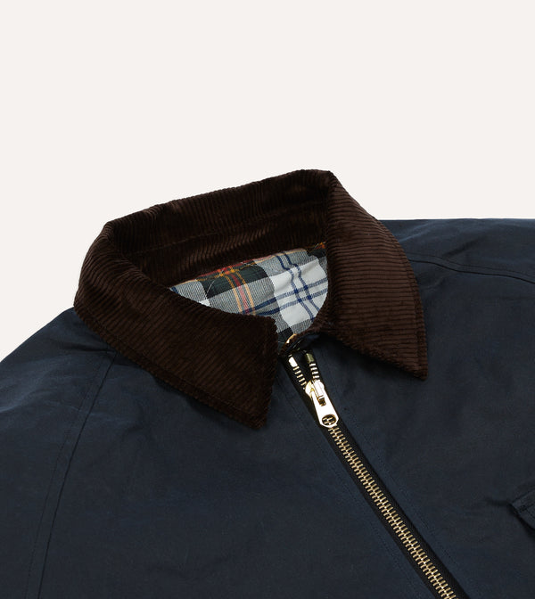 Drake's Navy Waxed Coverall Jacket