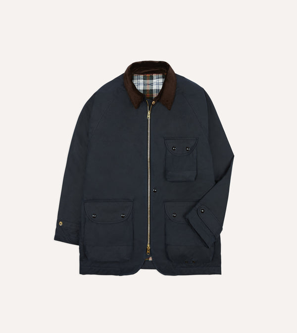 drake's Navy Waxed Coverall Jacket