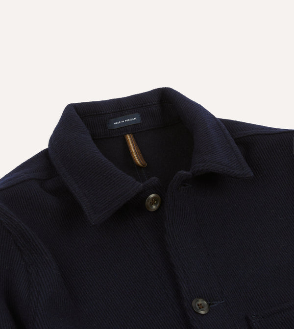 Drake's Navy Wool Five-Pocket Chore Jacket