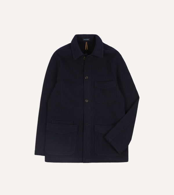 drake's Navy Wool Five-Pocket Chore Jacket