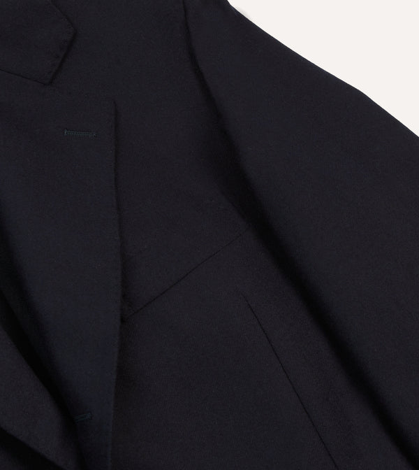 Drake's Navy Wool Flannel Tailored Jacket