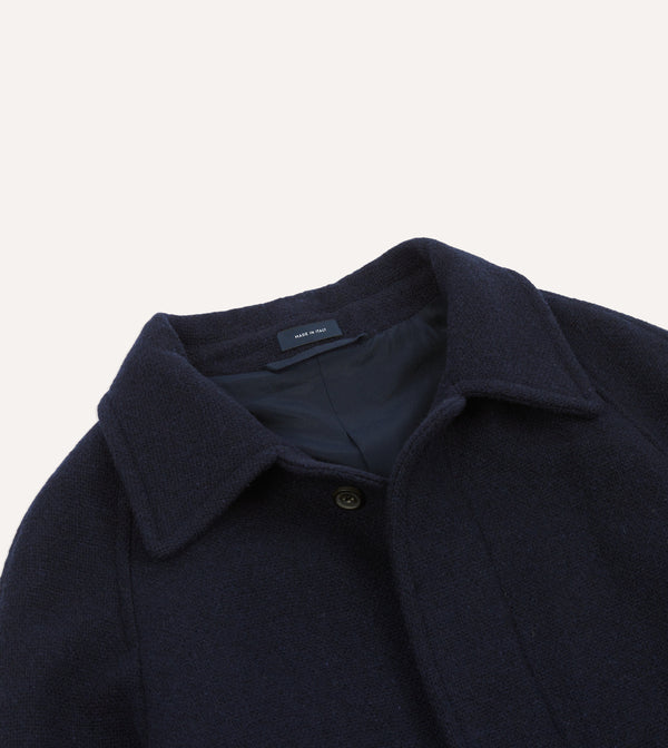 Drake's Navy Wool Raglan Coat