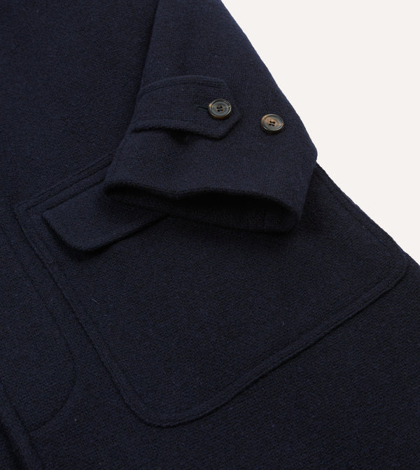 Drake's Navy Wool Raglan Coat
