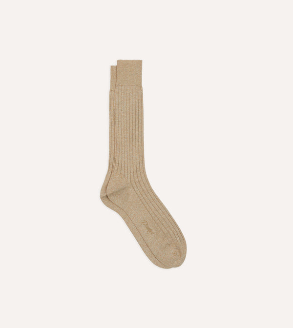 drake's Oatmeal Cotton Mid-Calf Socks