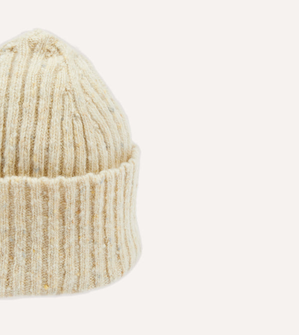 Drake's Oatmeal Donegal Ribbed Merino Knit Cap