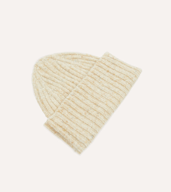 Drake's Oatmeal Donegal Ribbed Merino Knit Cap