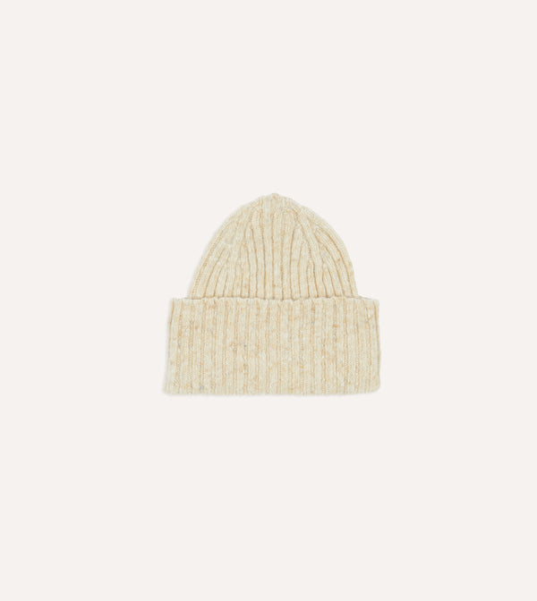 drake's Oatmeal Donegal Ribbed Merino Knit Cap