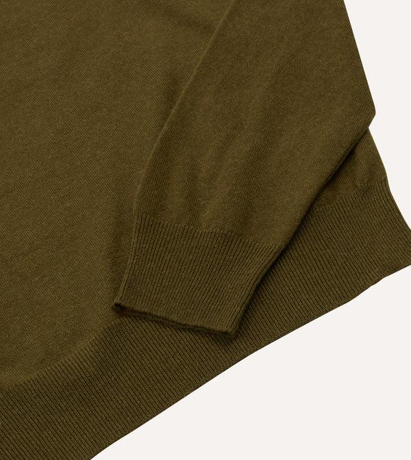 Drake's Olive Alpaca Wool Knitted Polo