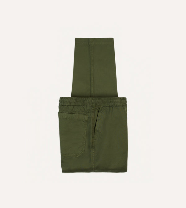 drake's Olive Cotton Drawstring Trousers