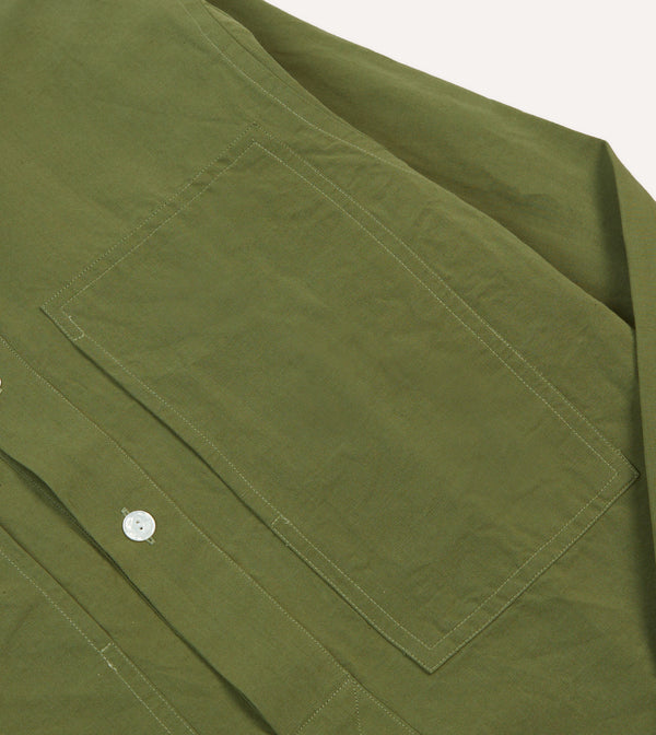 Drake's Olive Cotton-Linen Popover Shirt