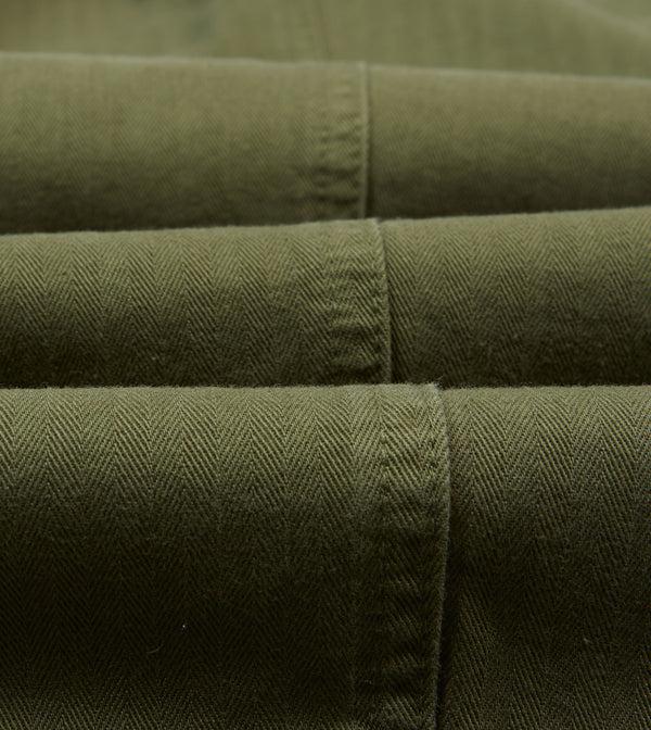 Drake's Olive Herringbone Cotton Games Trousers
