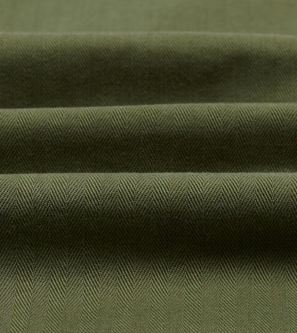 Drake's Olive Herringbone Cotton Jungle Jacket