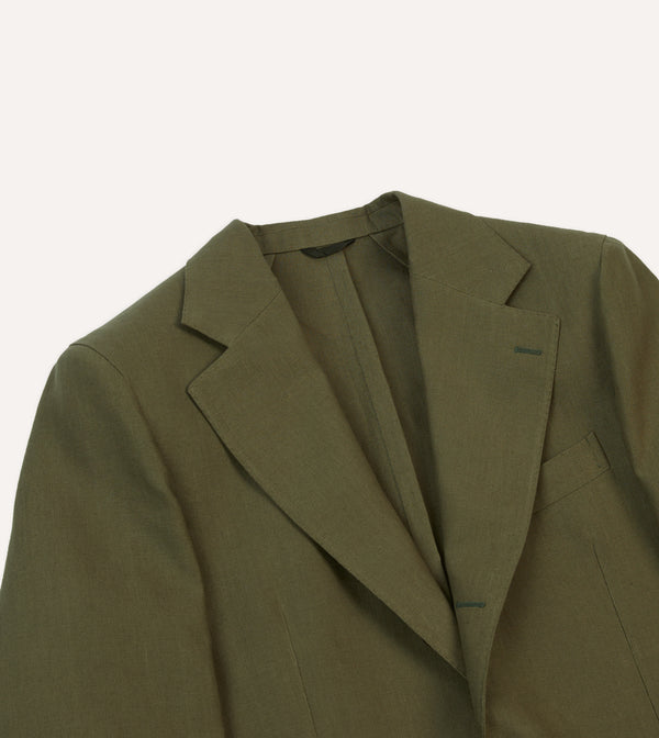 Drake's Olive Irish Linen Tailored Jacket