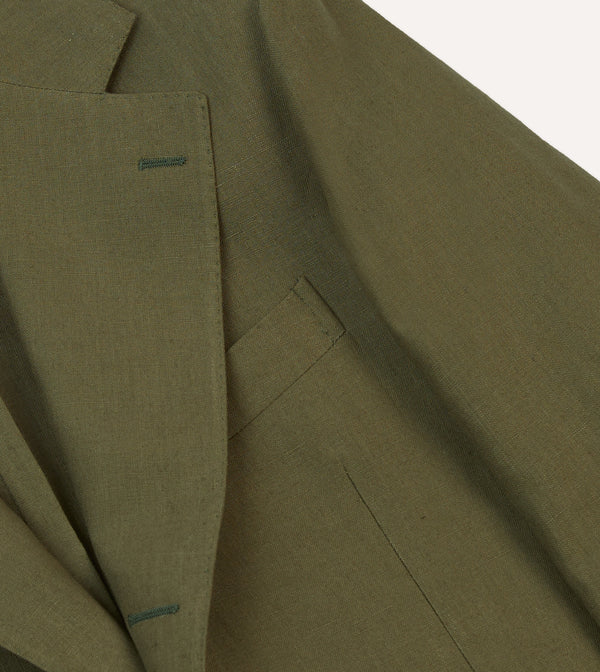 Drake's Olive Irish Linen Tailored Jacket