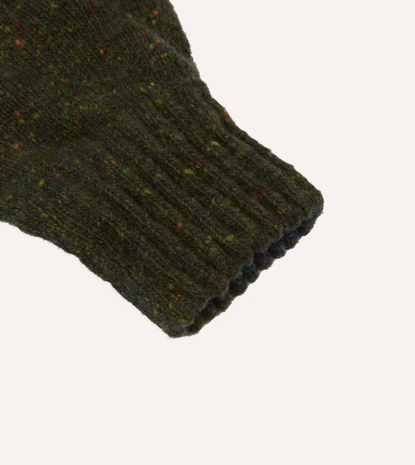 Drake's Olive Merino Wool Knitted Gloves