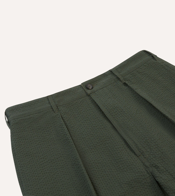 Drake's Olive Seersucker Games Trousers