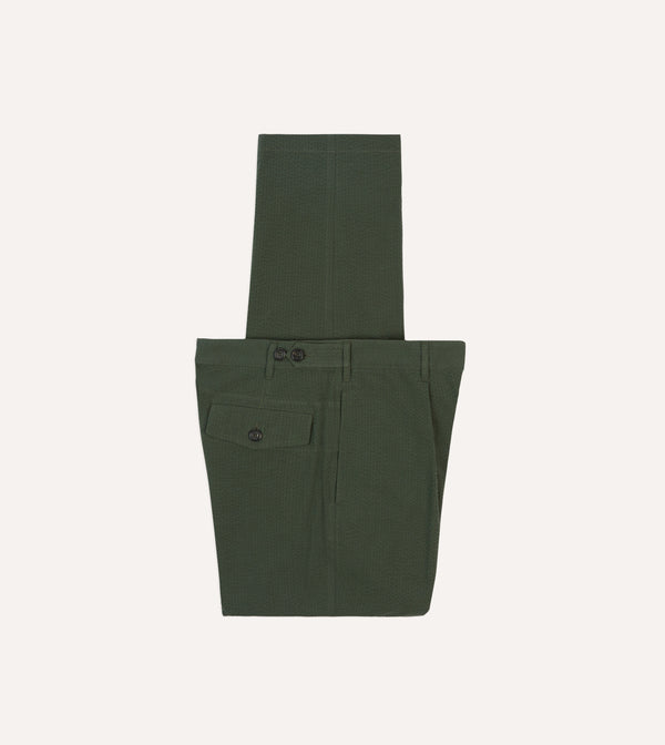 drake's Olive Seersucker Games Trousers