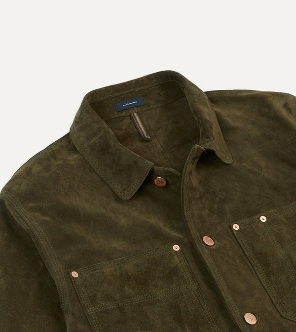 Drake's Olive Suede Welder Jacket