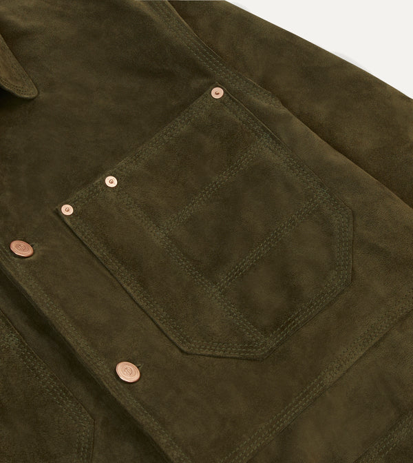Drake's Olive Suede Welder Jacket