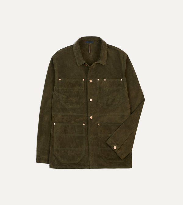 drake's Olive Suede Welder Jacket