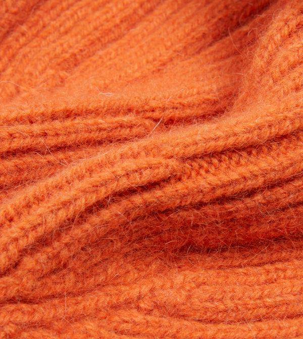 Drake's Orange Angora Lambswool Ribbed Knit Cap