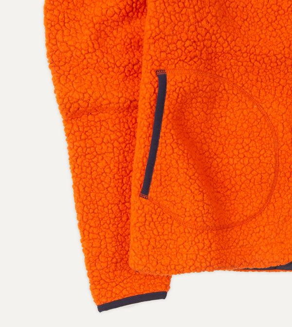 Drake's Orange Boucle Wool Zip Fleece Jacket