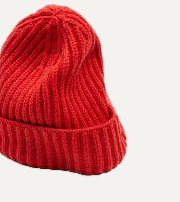 Drake's Orange Cashmere Ribbed Knit Cap