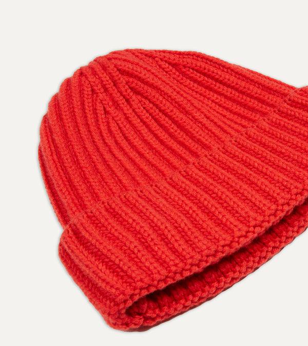 Drake's Orange Cashmere Ribbed Knit Cap
