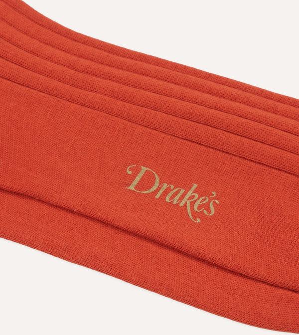 Drake's Orange Cotton Mid-Calf Socks