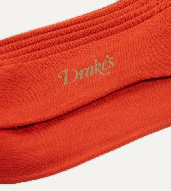 Drake's Orange Cotton Over-the-Calf Socks