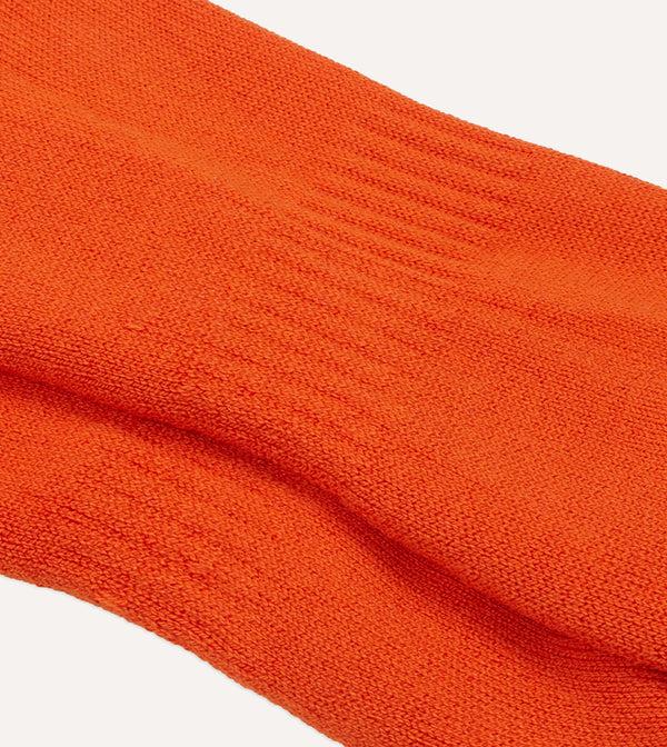 Drake's Orange Cotton Sports Socks