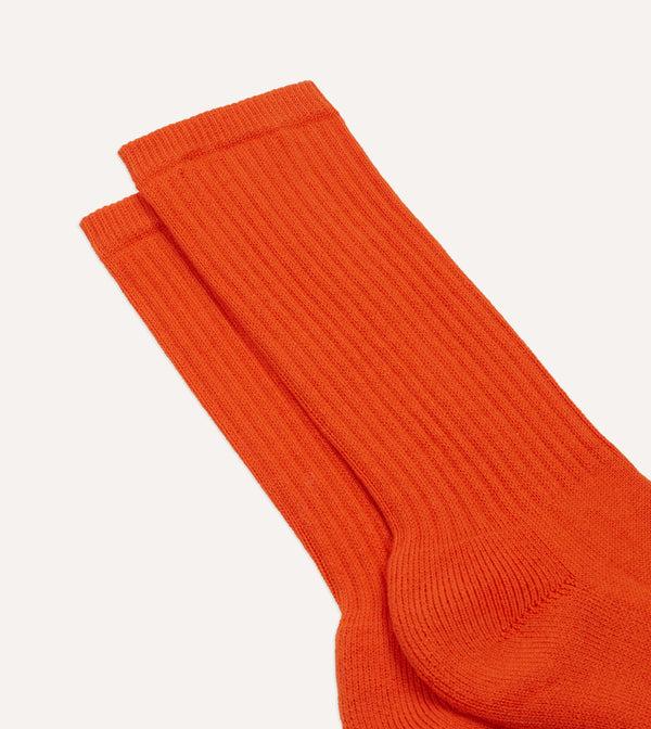 Drake's Orange Cotton Sports Socks