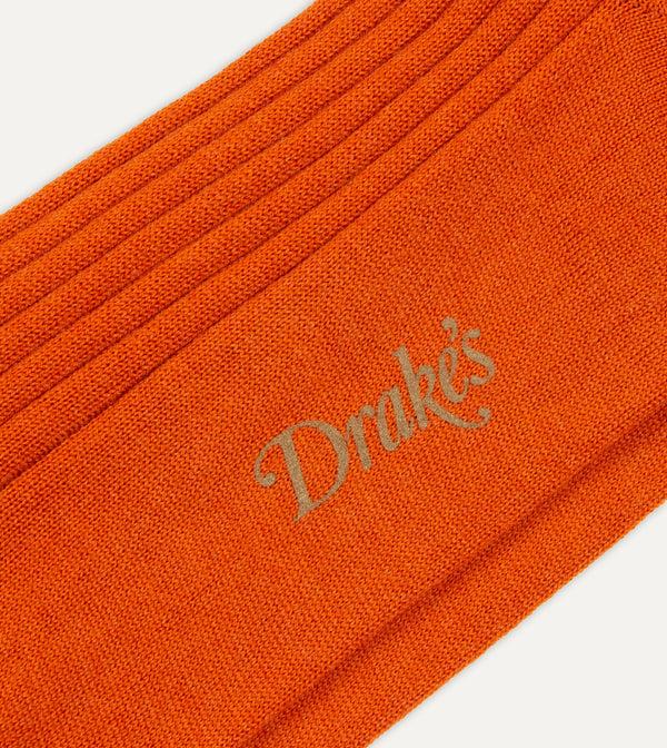 Drake's Orange Wool Mid-Calf Socks