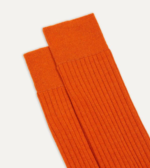 Drake's Orange Wool Mid-Calf Socks