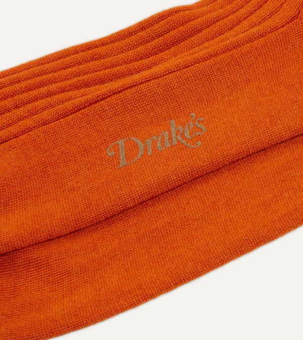 Drake's Orange Wool Over-The-Calf Socks