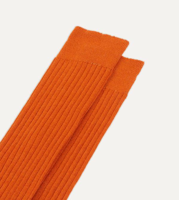 Drake's Orange Wool Over-The-Calf Socks