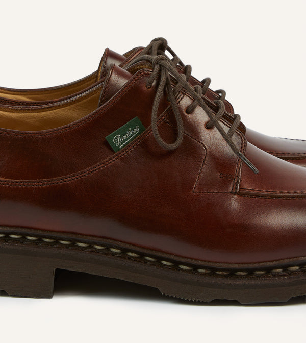 Drake's Paraboot Avignon Brown Leather Derby Shoe