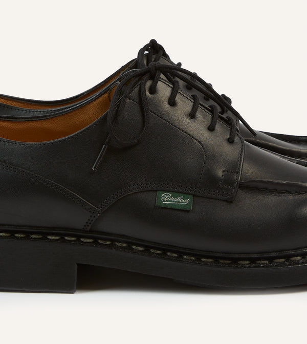 Drake's Paraboot Chambord Black Leather Derby Shoe