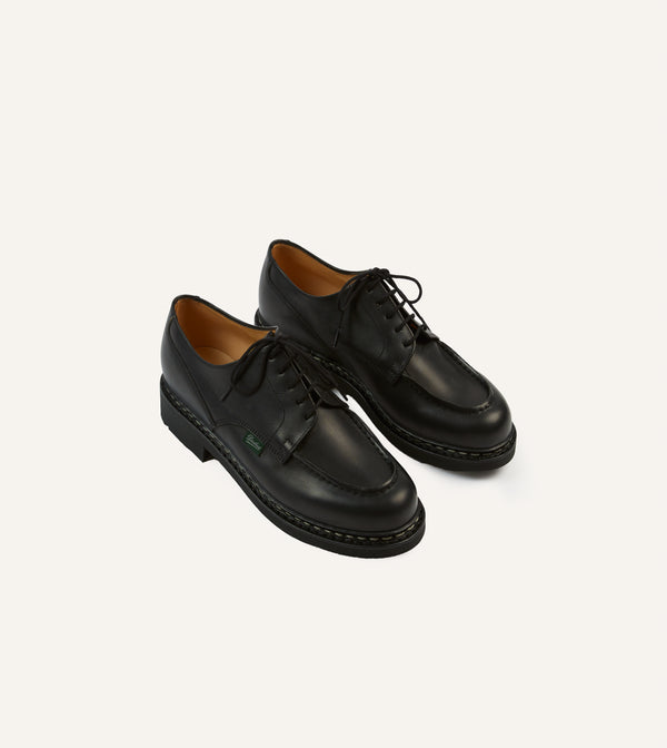 drake's Paraboot Chambord Black Leather Derby Shoe