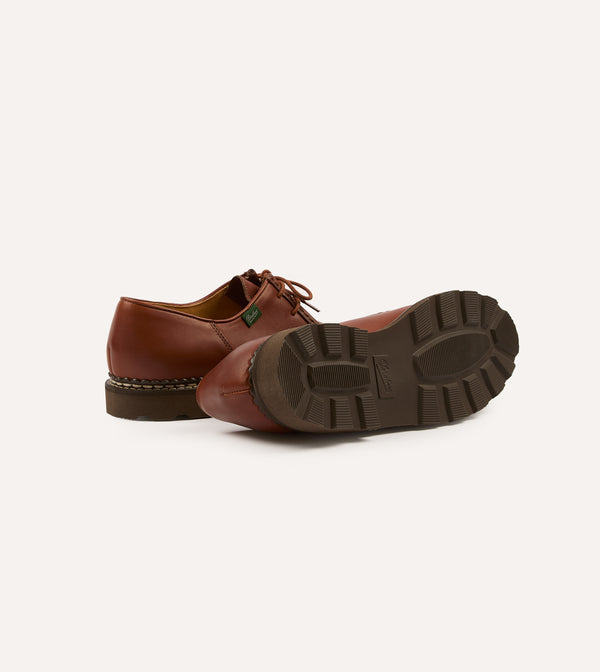 Drake's Paraboot Michael Marron Leather Derby Shoe