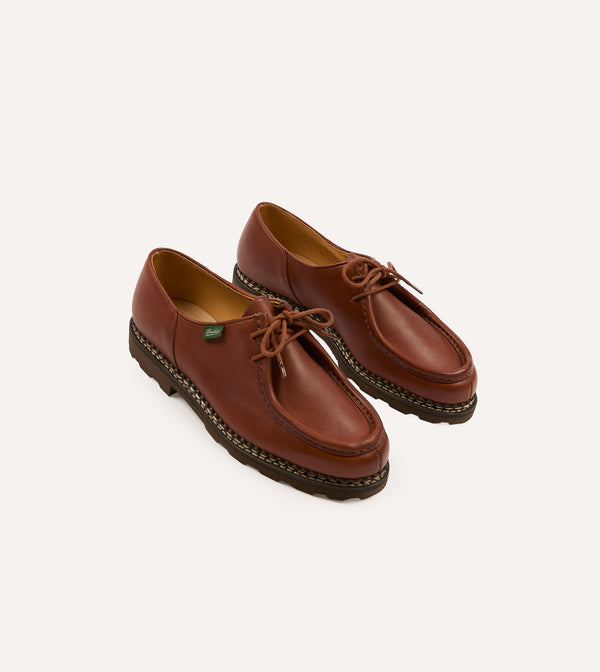 drake's Paraboot Michael Marron Leather Derby Shoe