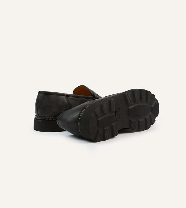 Drake's Paraboot Reims Black Leather Loafer