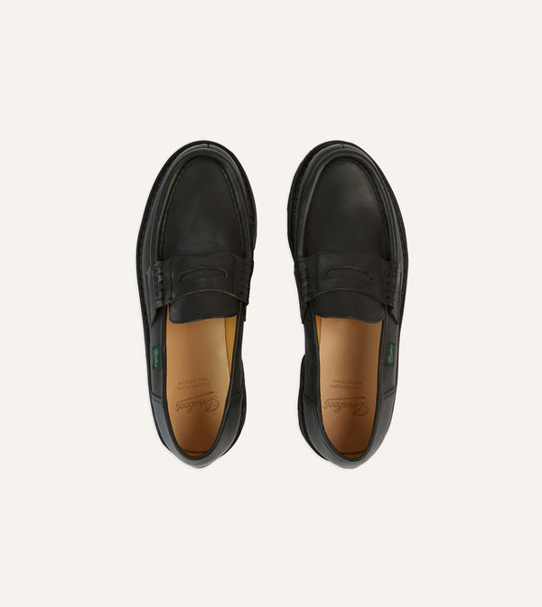 Drake's Paraboot Reims Black Leather Loafer