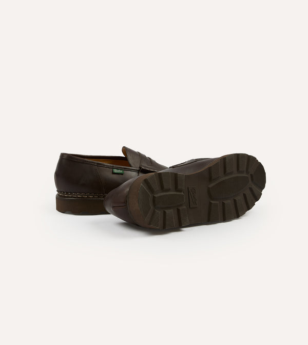 Drake's Paraboot Reims Brown Leather Loafer