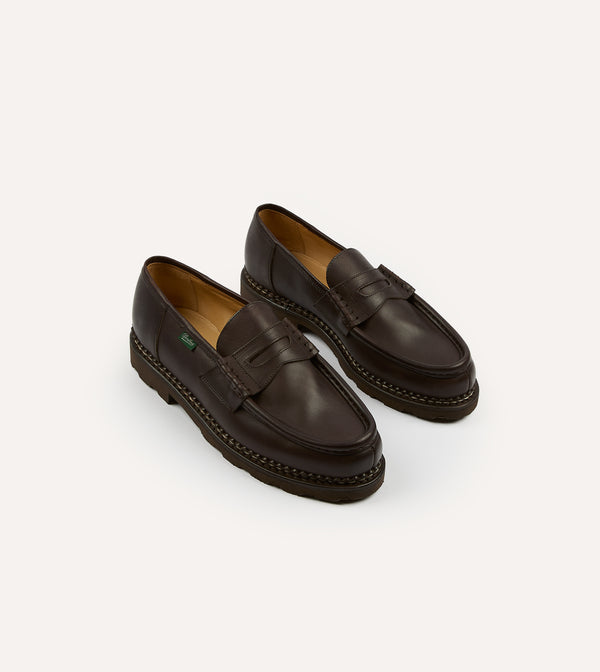 drake's Paraboot Reims Brown Leather Loafer