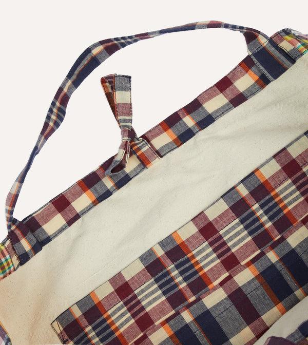 Drake's Patchwork Madras Cotton Tote Bag