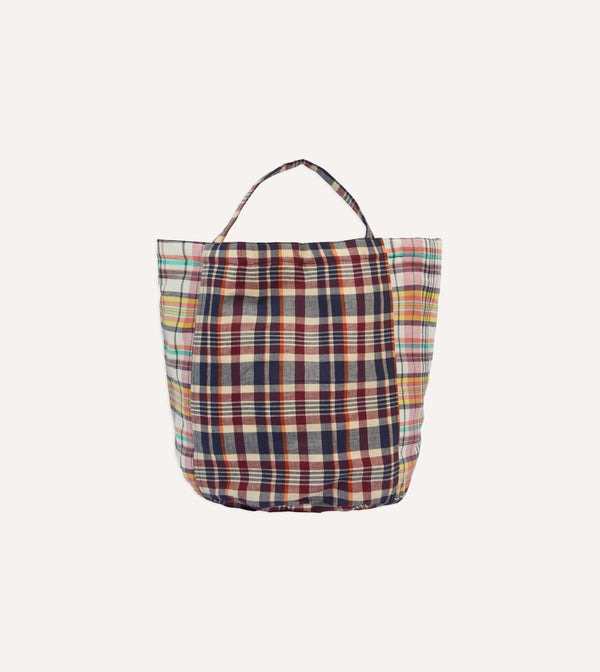 drake's Patchwork Madras Cotton Tote Bag