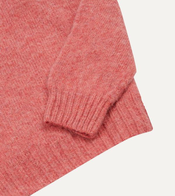 Drake's Pink Brushed Shetland Crew Neck Jumper