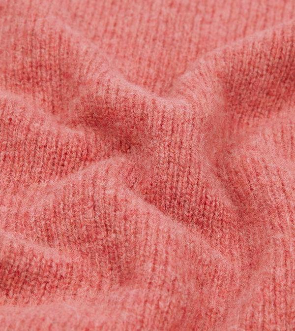 Drake's Pink Brushed Shetland Mock Neck Jumper