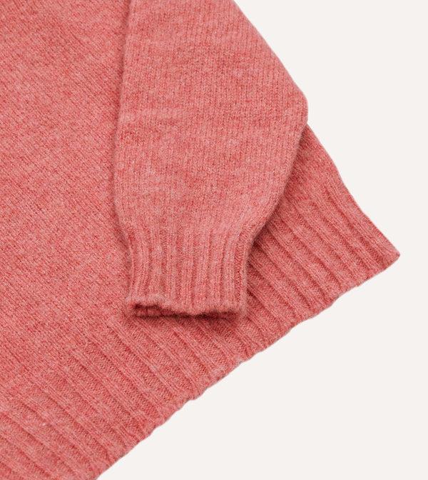 Drake's Pink Brushed Shetland Mock Neck Jumper